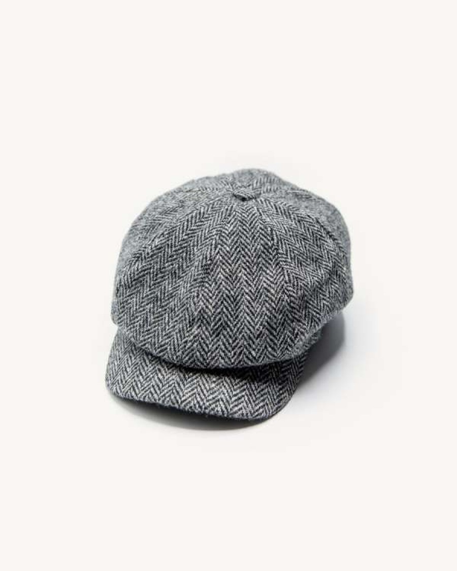 Accessories * | Baker Boy Cap In Granite Herringbone Tweed High Quality