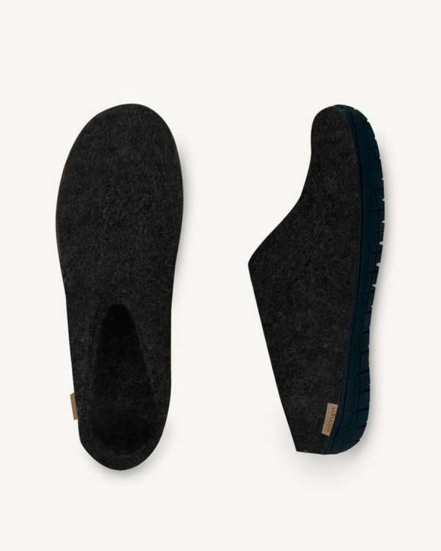 Imperfects Marketplace * | Glerups | Slip-On In Charcoal W/ Black Rubber Sole Typical Style