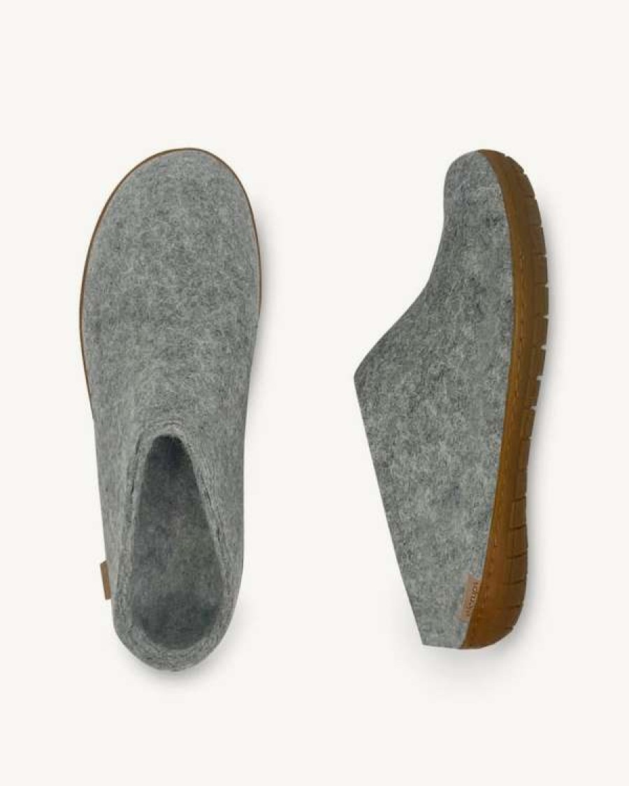 Imperfects Marketplace * | Glerups | Slip-On In Grey Wool W/ Honey Rubber Sole Closeout Sale