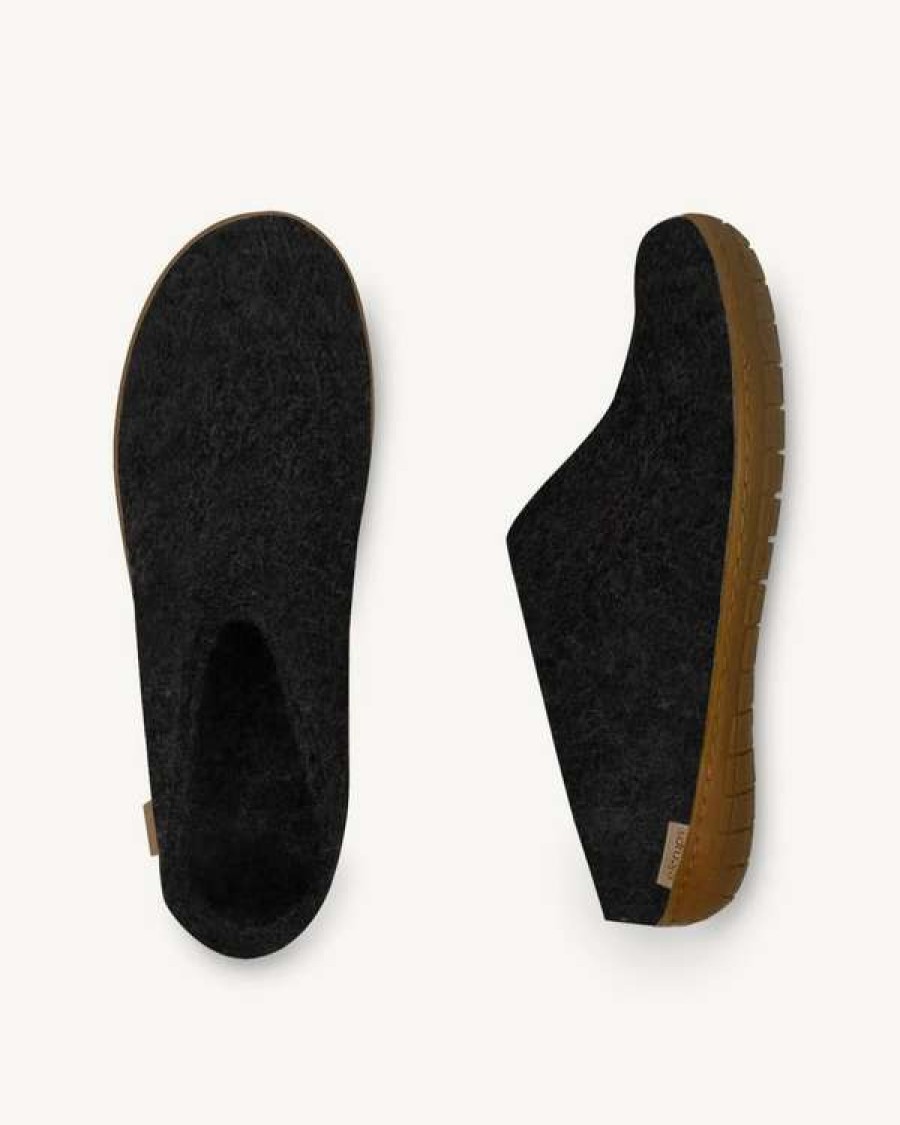 Imperfects Marketplace * | Glerups | Slip-On In Charcoal Wool W/ Honey Rubber Sole Typical Style