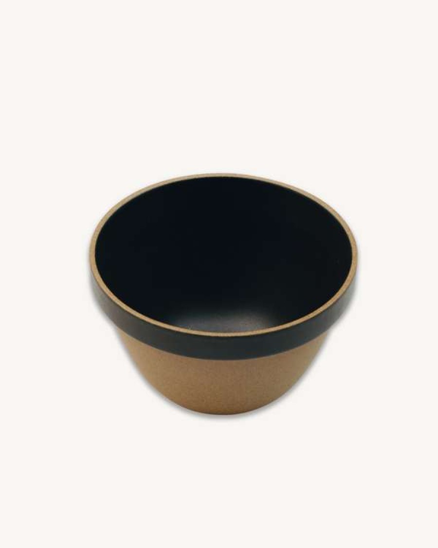 Accessories * | Japanese Porcelain Medium Deep Round Bowl In Black & Natural Two Tone Quick Delivery