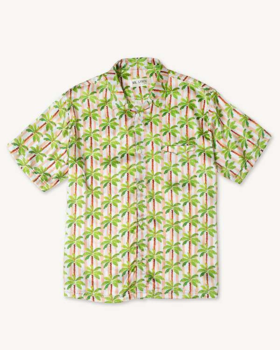 Apparel * | Mr. Lynch'S Pj Shirt In Bermuda Palms Charmeuse Silk Outlet Sale