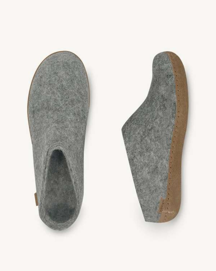 Imperfects Marketplace * | Glerups | Slip-On In Grey Wool W/ Calfskin Sole Classical